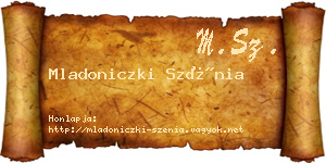 Mladoniczki Szénia névjegykártya
